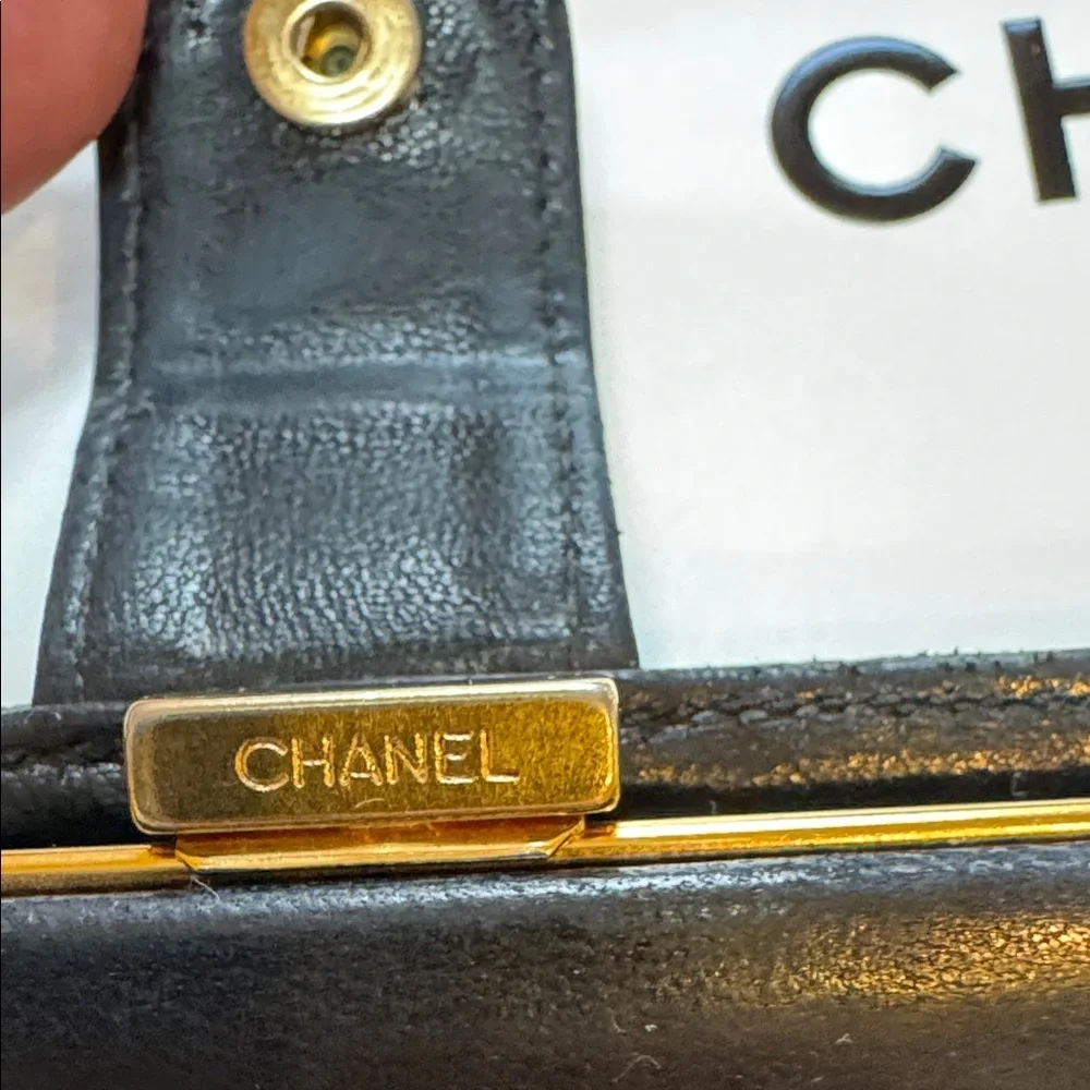 CHANEL Timeless CC Caviar Black Leather Wallet w/COA